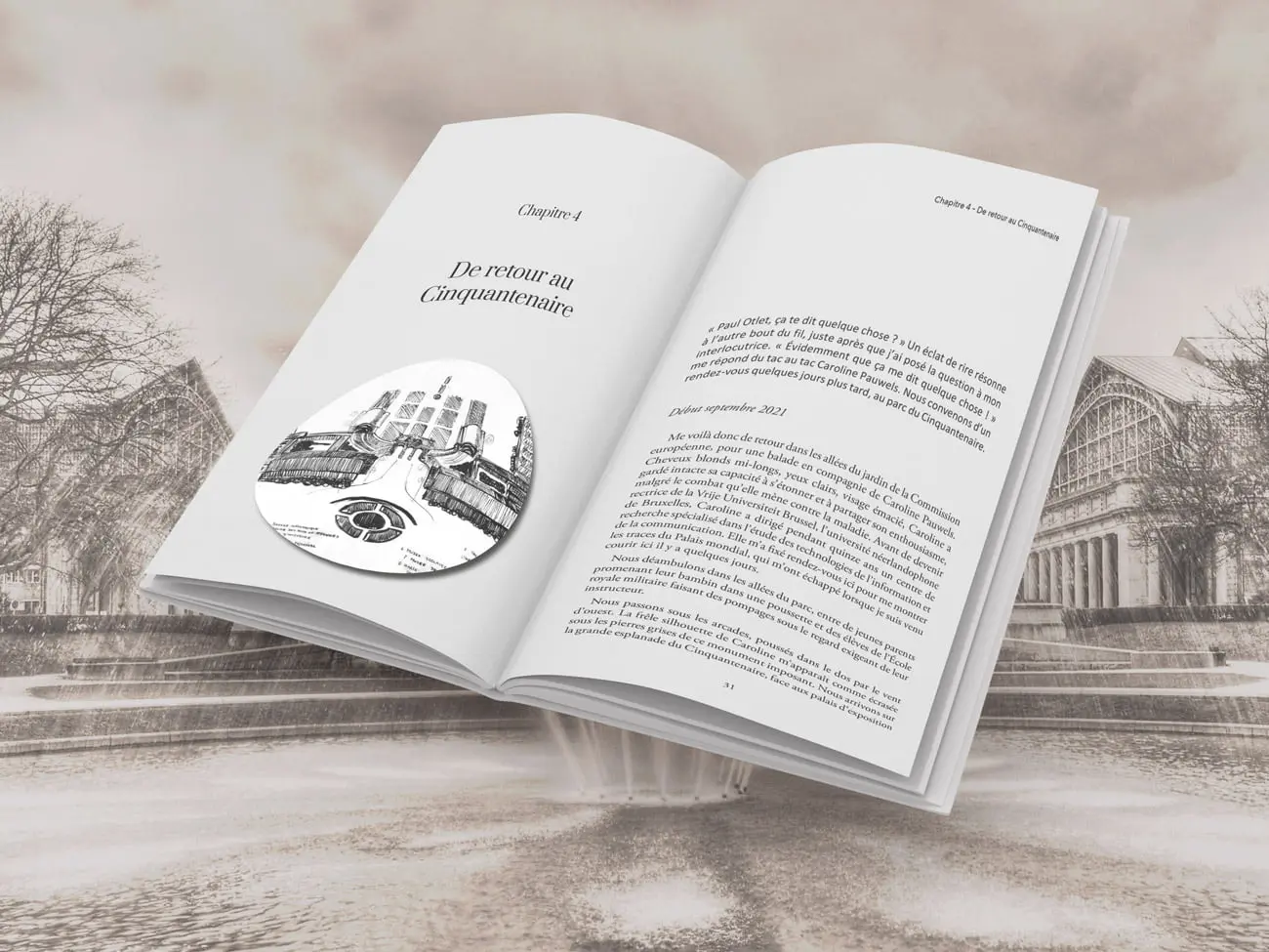 Double page intérieure du livre Bruxelles Mondiale