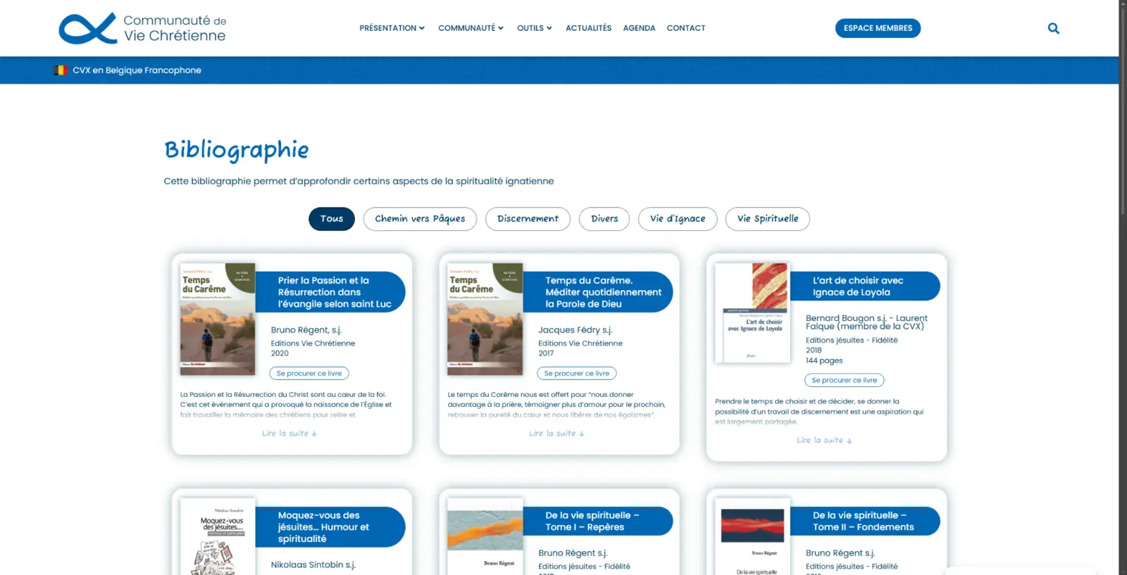Bibliothèque documentaire du site de la CVX Belgique francophone
