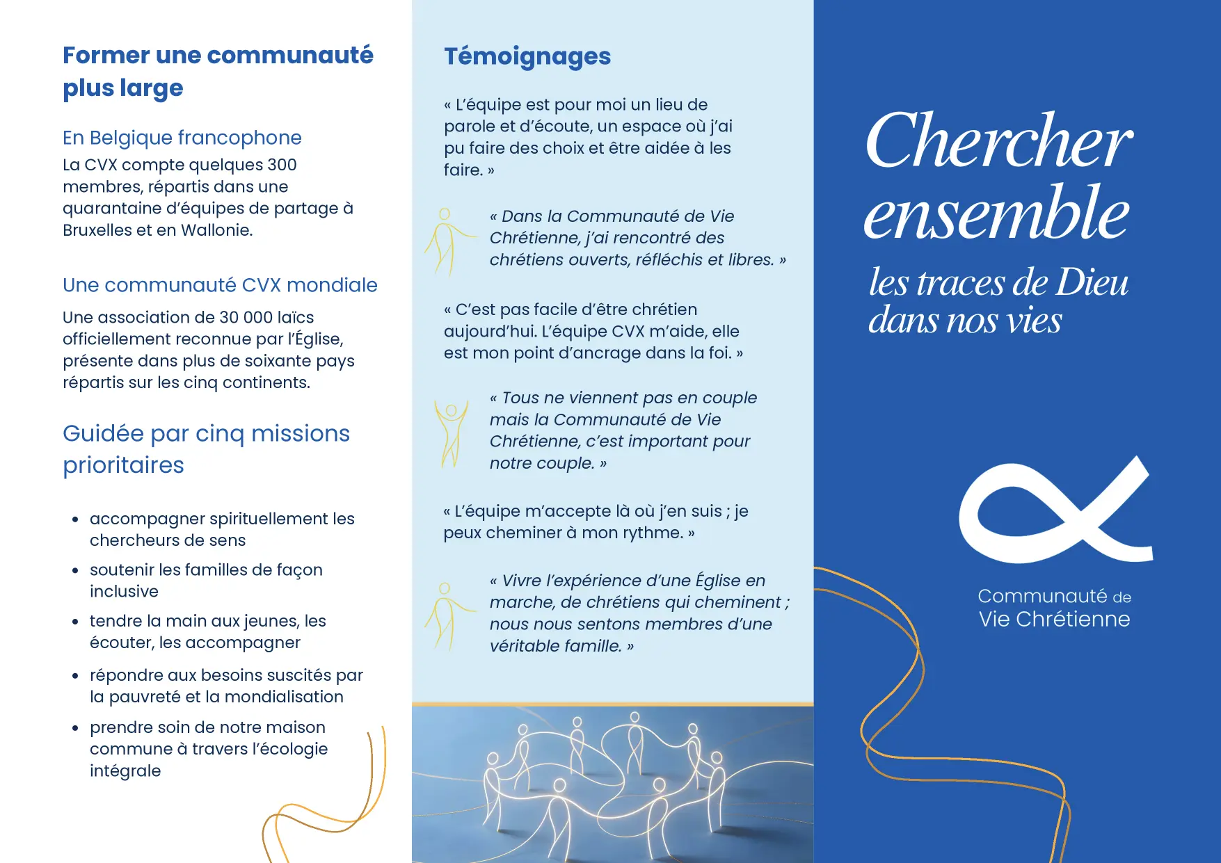 Face extérieure du flyer six volets de la CVX Belgique francophone