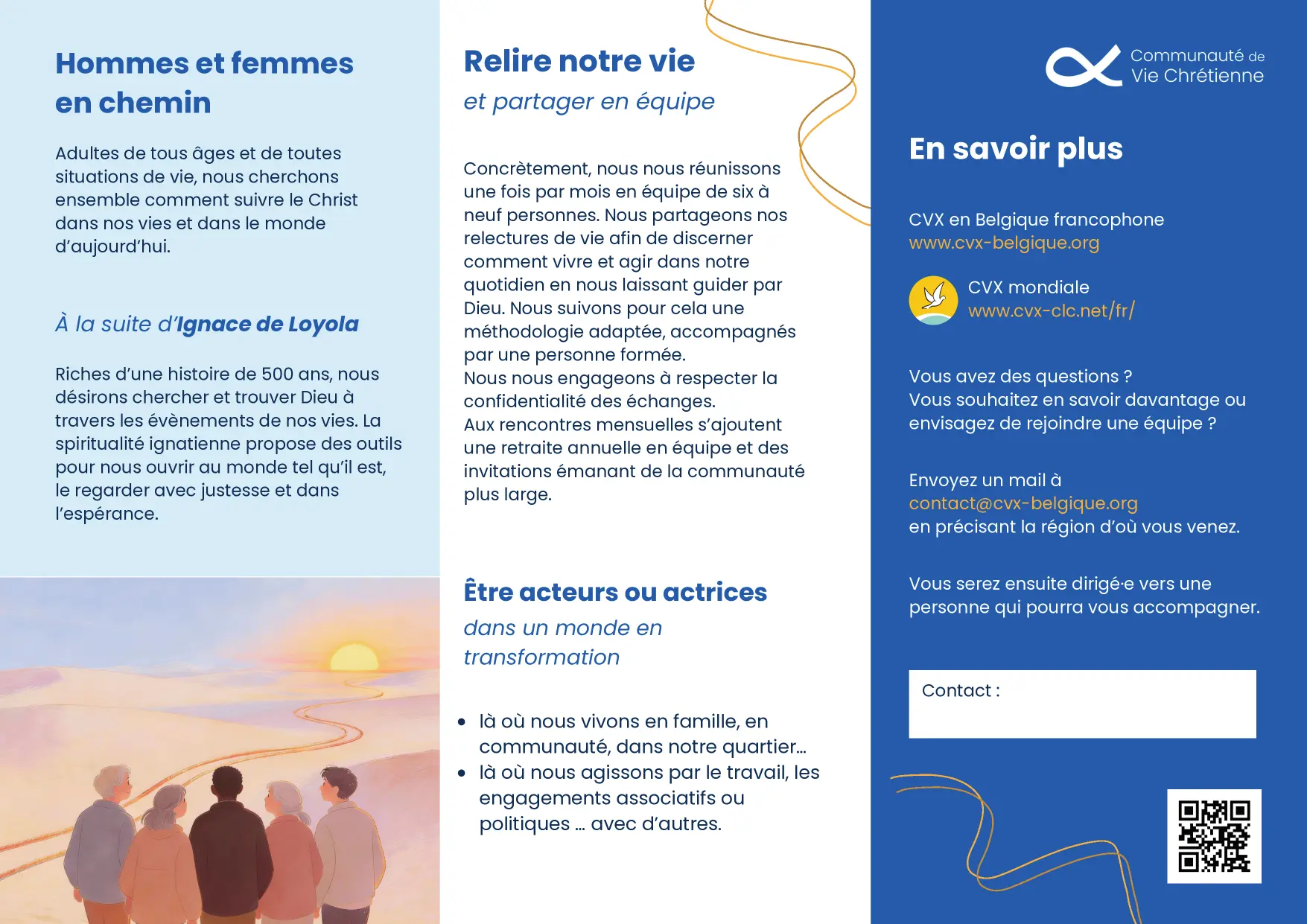 Face intérieure du flyer six volets de la CVX Belgique francophone