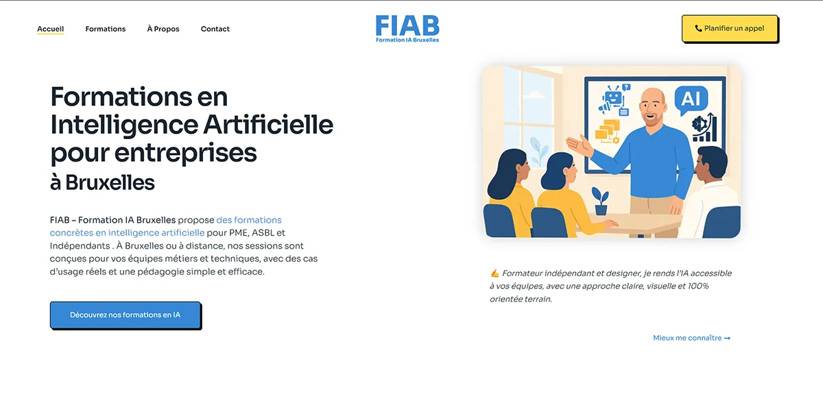 Accueil du site FIAB consacré aux formations en intelligence artificielle