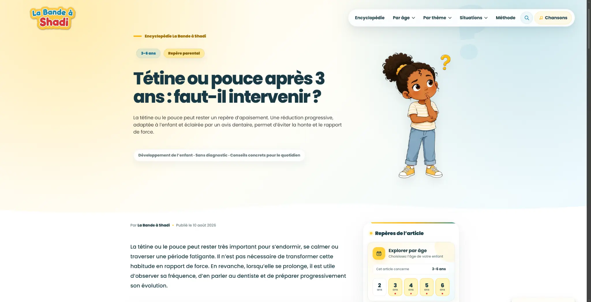 Article de l’Encyclopédie La Bande à Shadi destiné aux parents