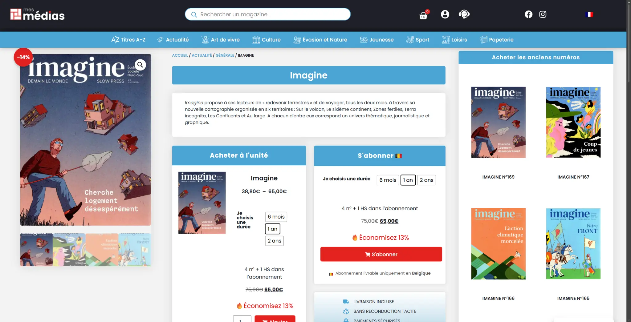 Fiche du magazine Imagine avec achat, abonnement et anciens numéros